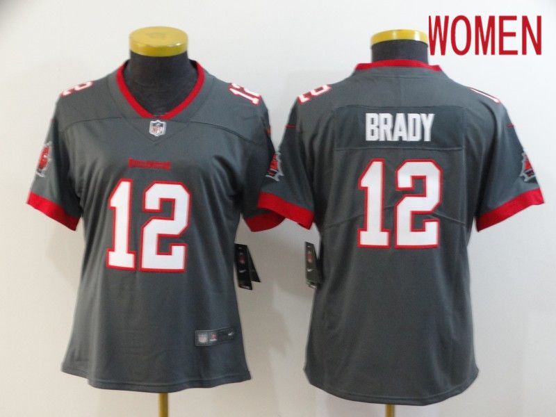 Women Tampa Bay Buccaneers #12 Brady Grey New Nike Limited Vapor Untouchable NFL Jerseys->women nfl jersey->Women Jersey